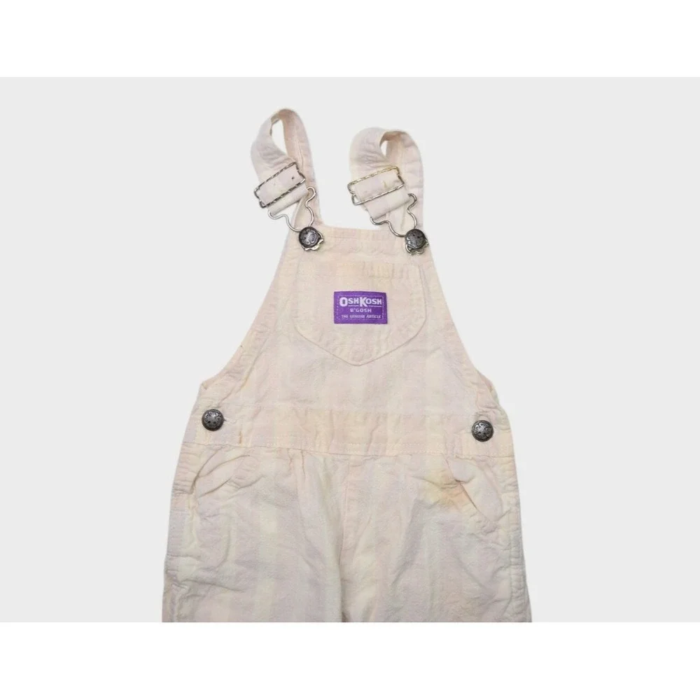Vintage Oshkosh Overalls Kids 4T Striped Bibs Cotton Vestbak Made in USA